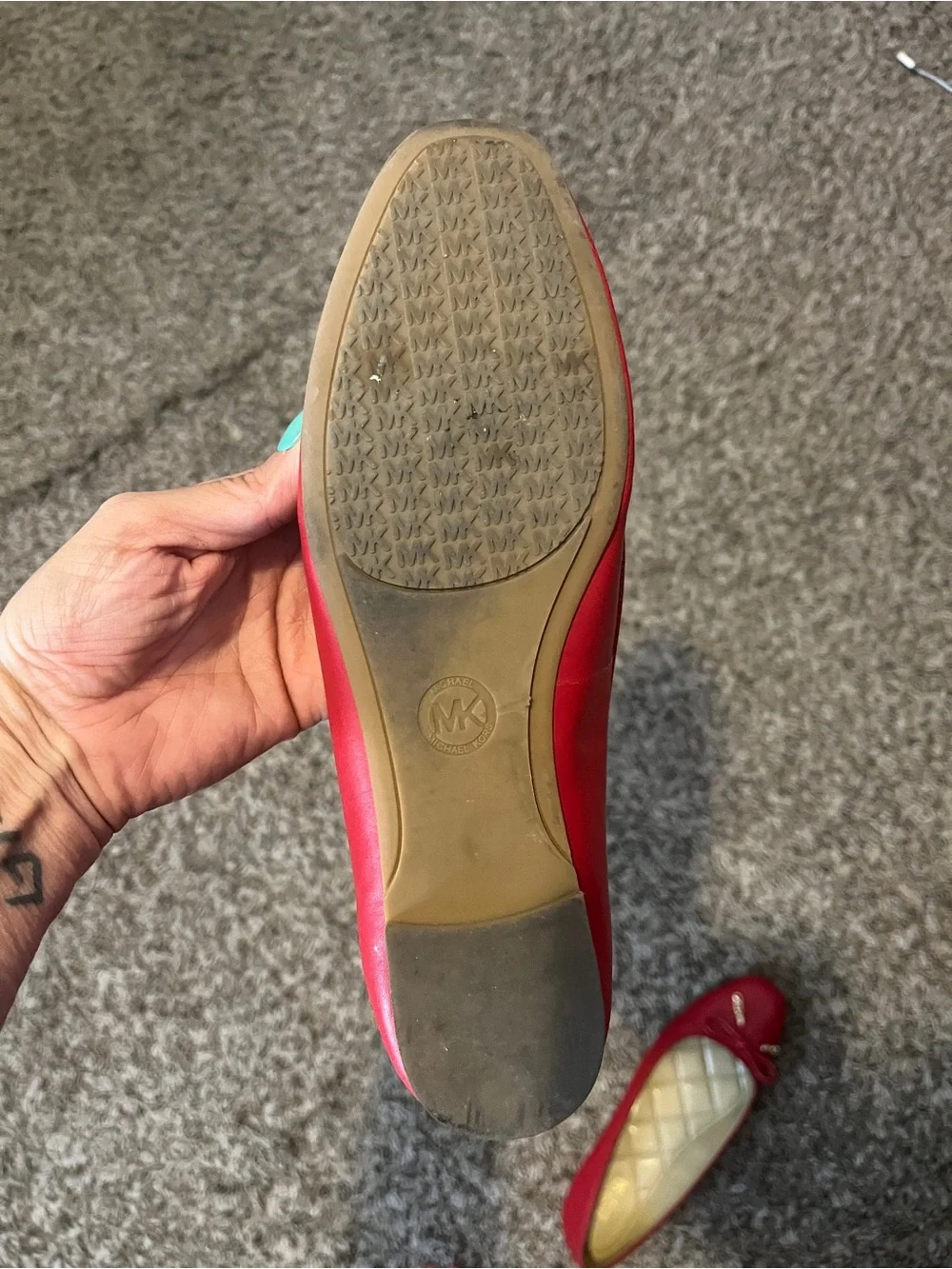 Michael Kors Red Leather Bow Ballet Flats